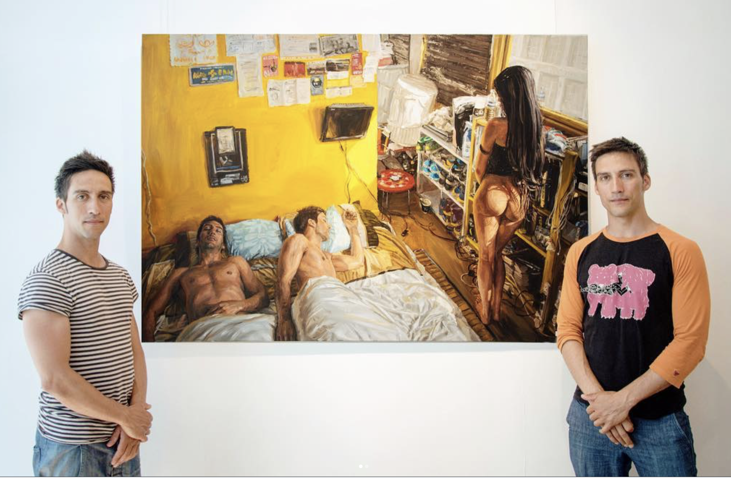 Luca and Gabriele with Michele Del Campo’s colour painting