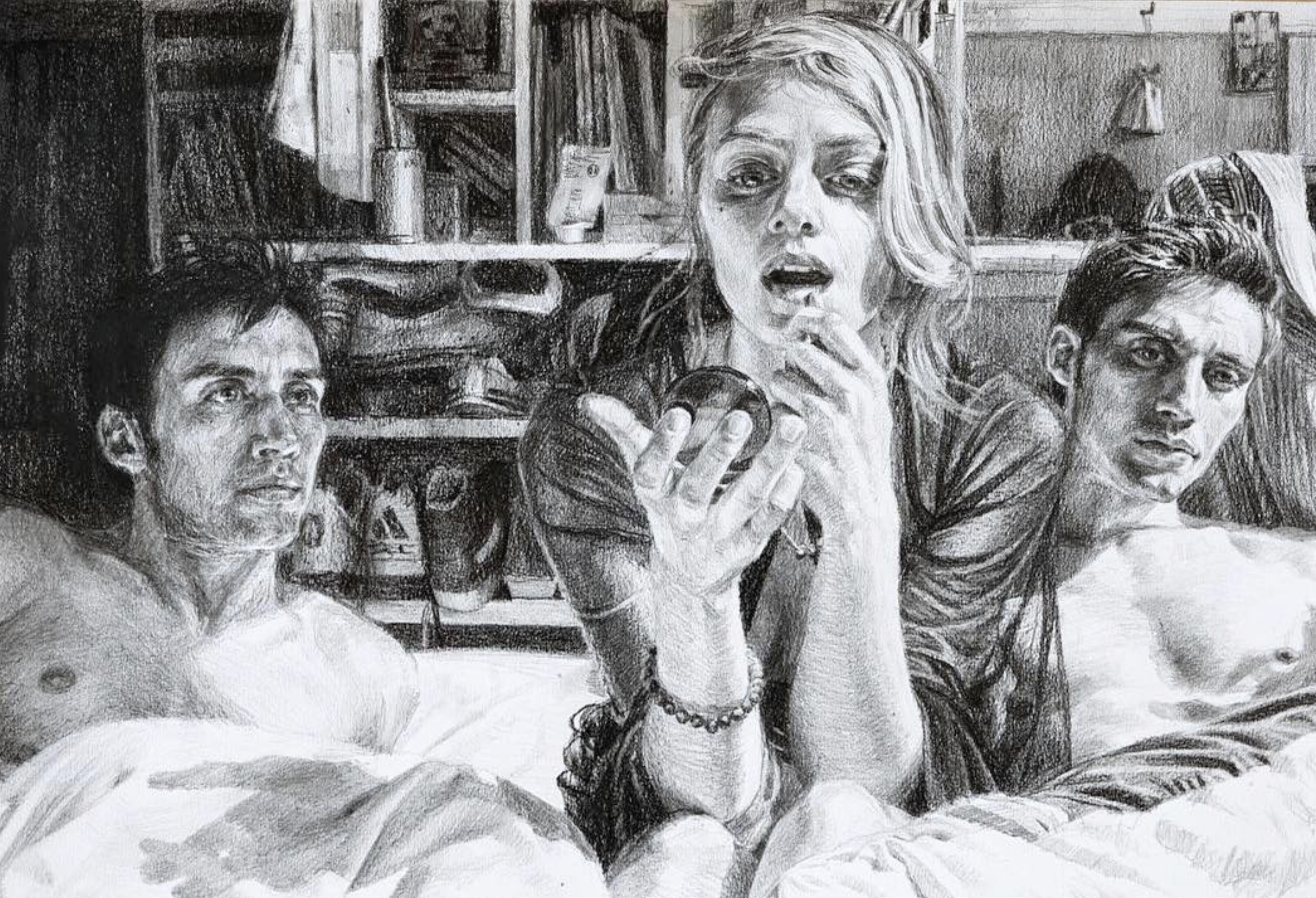 Michele Del Campo drawing from the bedroom series