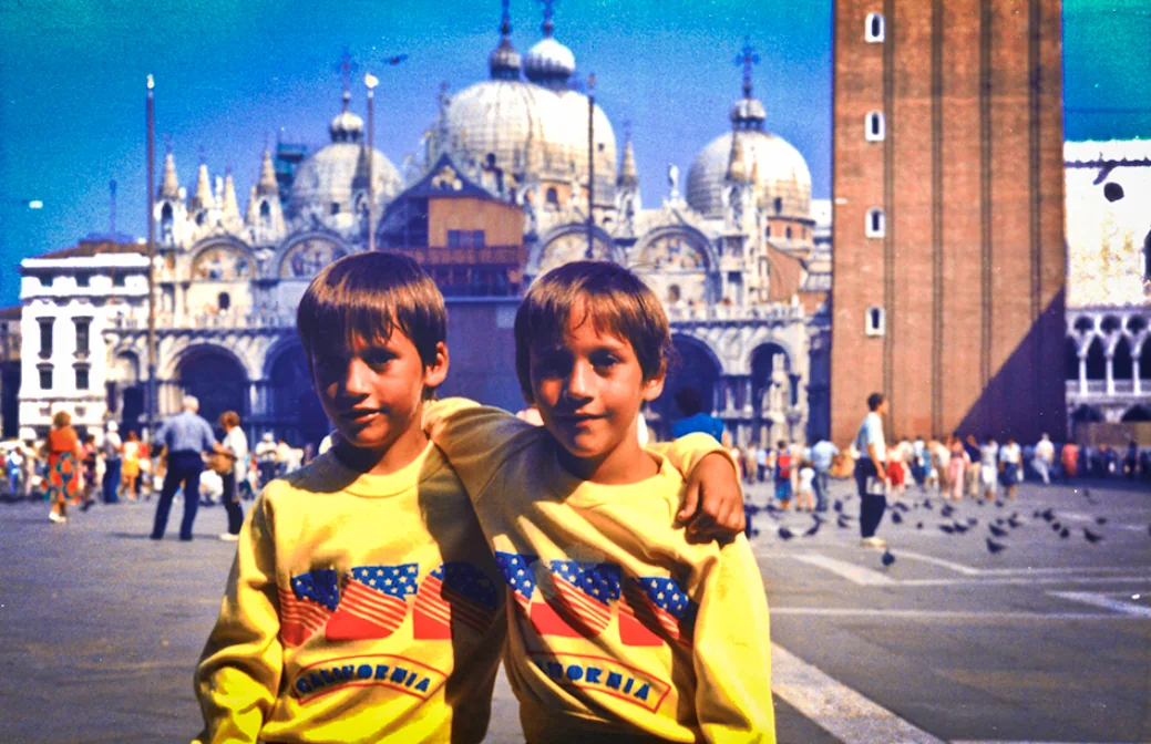 Luca and Gabriele in Venice as children — photograph from the original article.